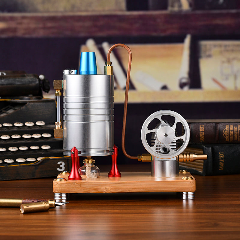 Mini Retro Steam Engine Model with Vertical Heating Boiler