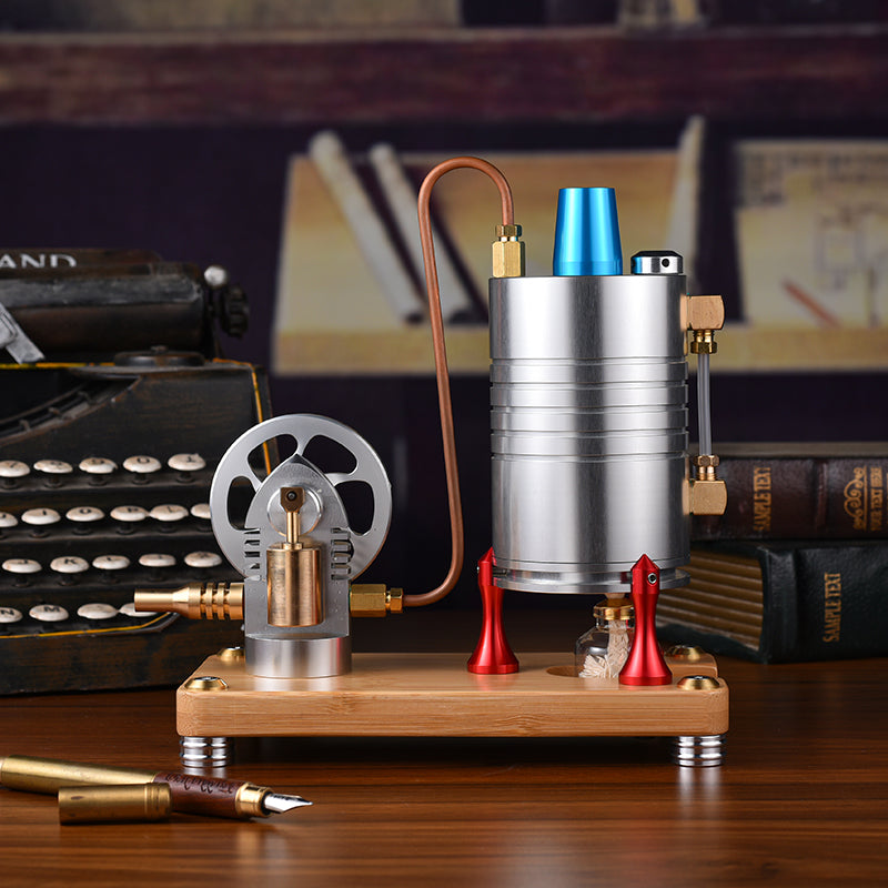 Mini Retro Steam Engine Model with Vertical Heating Boiler