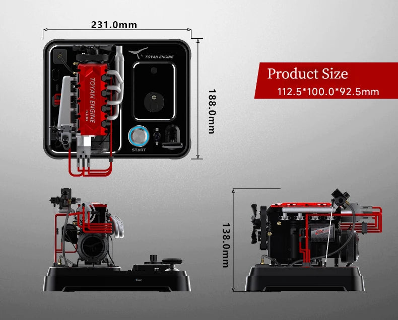 Toyan 4 Cylinder Engine Model With Metal Base