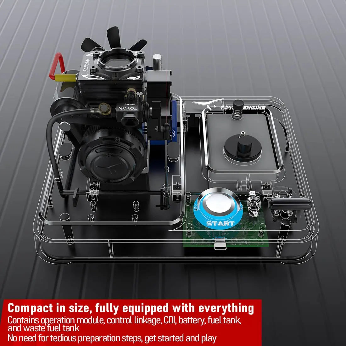 Toyan 1 Cylinder Transparent Engine Model With Metal Base