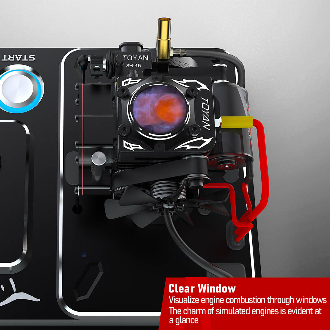 Toyan 1 Cylinder Transparent Engine Model With Metal Base