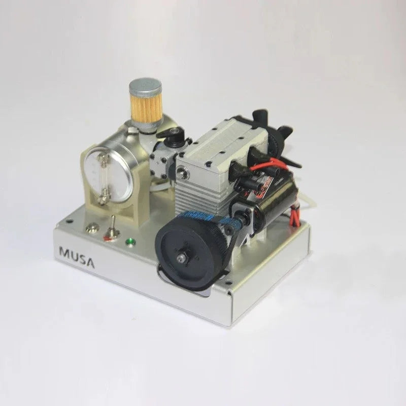 7cc MUSA 2 Cylinder Mini 4 Stroke Petrol Engine - DIY Model With Metal Stand and Accessories