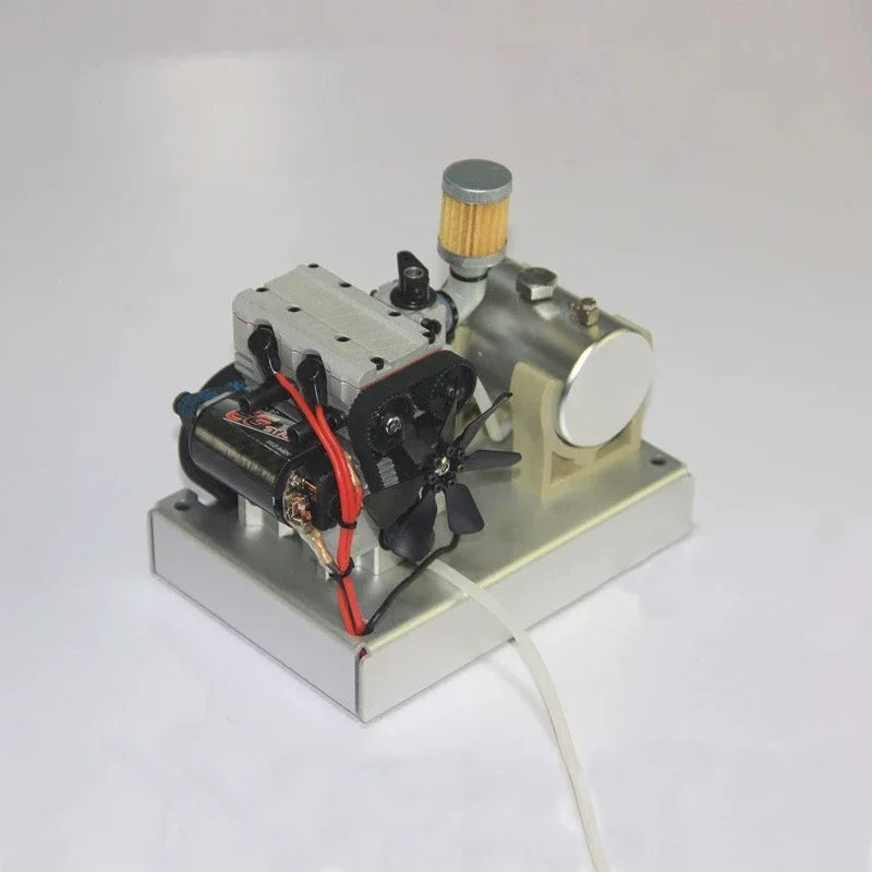 7cc MUSA 2 Cylinder Mini 4 Stroke Petrol Engine - DIY Model With Metal Stand and Accessories